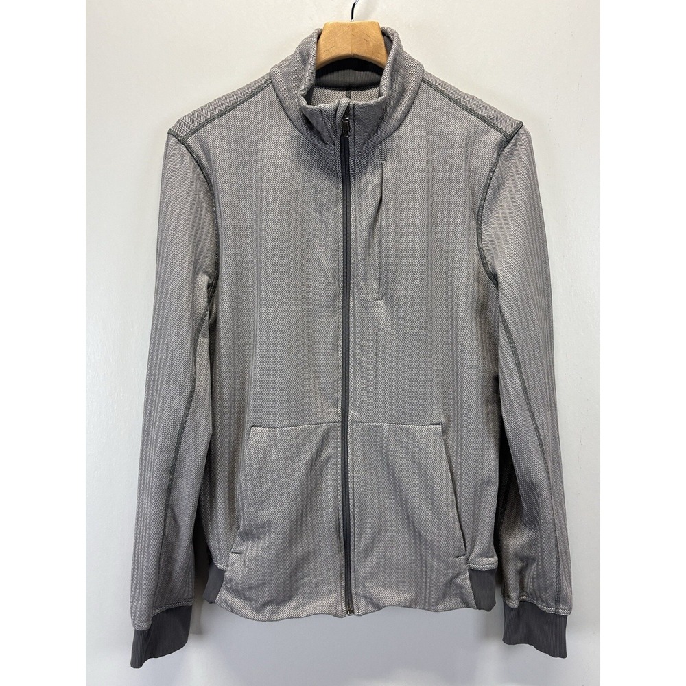 Lululemon Textured Tech Bomber Jacket Sz Medium Men's Grey Herringbone Full Zip